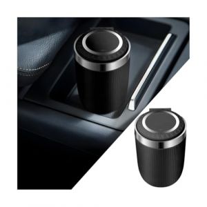 CGEAMDY Mini Cendrier De Voiture, Cendrier-Voiture En Acier Inoxydable Avec Couvercle, Mini Cendrier De Voiture Avec Lumi&egrave;re Led, Cendrier Voiture Voyage Portable Avec Couvercle &Agrave; Lumi&egrave;re Led(Noir) (CGE Auto, neuf)