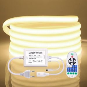 Wisada 220V Néon Ruban à LED 12m,288LEDs/M Neon COB LED Strip Light,23 clés IR Dimmable Rope Lights,750W Flex Waterproof Neon Bande Lumineuse for Indoors Bedroom TV Backlight Cabinets DIY Decor (newtopp100, neuf)