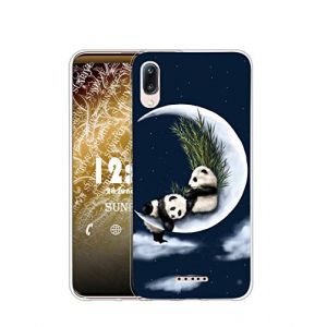 Sunrive Coque pour WIKO Y80, Silicone &Eacute;tui Housse Protecteur Souple Gel Transparent Back Case(TPU Panda de Lune)+ Stylet OFFERTS (sunrive, neuf)