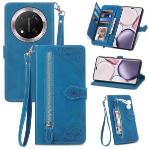 Fertuo Coque pour Honor Magic 7 Lite 5G, Étui Housse en Cuir PU à Rabat avec Porte Carte, Chiusura Magnétique [Motif de Fleur] Flip Cover TPU Case Antichoc Portefeuille pour Honor Magic 7 Lite, Bleu (Fertuo Store, neuf)