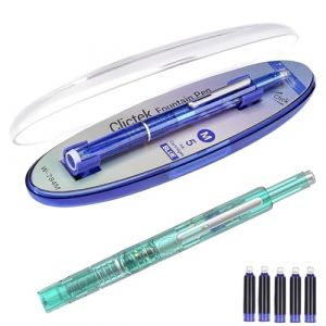 Stylo plume rétractable : 0,38 mm, encre bleue et noire, corps transparent, comprend 5 cartouches d'encre rechargeables, écriture lisse, sans fuite, stylo à pointe fine rechargeable pour bureau et (KyneLit, neuf)