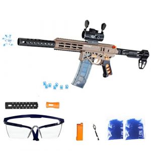 FunBlasters &ndash; Gel Blaster Gun MK7 &ndash; Pistolet &agrave; Bille Eau Electrique Automatique &ndash; 20000 Balles et Lunettes &ndash; Watersoft Puissant Fusil Arme Mitraillette - Adulte Gelfire Water Gun (Marron) (Hashiman, neuf)