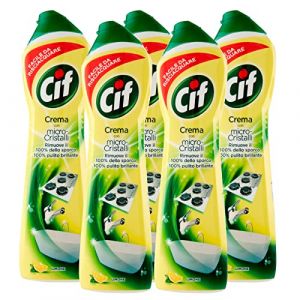 5x Cif Nettoyant Crème Parfum Citron avec Micro-Cristaux Multisurface - 5 Flacons de 500 ml (Evon Paris, neuf)