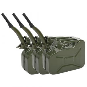 HOBBYZOO Lot de 3 Jerrican Bidon Essence 10L Métal avec Bec Verseur, Réservoir Carburant Portable pour Essence, Diesel et Bioéthanol (Vert) (HobbyZoo Shop, neuf)