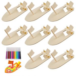 8 Pi&egrave;ces Mini Voilier &Agrave; Peindre, Bateau &Agrave; Voile en Bois Kit de Peinture DIY avec 12 Stylos Aquarelle, Cr&eacute;ativit&eacute; Bricolage en Bois Voilier Peinture, pour Maison Et &Eacute;cole Activit&eacute;s Manuelles &Eacute;ducatives (Aruichi, neuf)