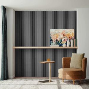 AICA Lot de 2 Panneaux Muraux D&eacute;coratifs Acoustiques Bois MDF 120x60cm Ch&ecirc;ne noir AntiBruit, Facile &agrave; Poser (AICA  Sanitaire, neuf)