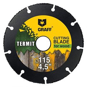GRAFF Termit Disque à Bois Meuleuse 115 mm pour couper le Bois - Disque à Tronçonner Carbide Wheel pour Meuleuse d'Angle (UAB Handproftools, neuf)