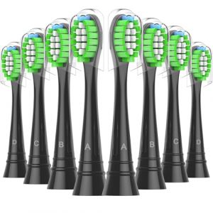 Sulkiwe Têtes de Brosse à Dents Electrique Compatible avec Philips Sonicare, Sensible Brossettes de Rechange Compatible avec ProtectiveClean, HealthyWhite, FlexCare EasyClean, 8pcs Noir (AREMAL, neuf)