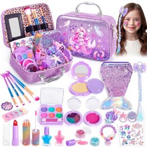 Hohosunlar Kit Maquillaje Enfant Fille avec Vernis &agrave; Ongles, Coffret Maquillage de Princesse Jouet Fille Non Toxique et Lavable, Les Cadeaux d'anniversaire de No&euml;l Jouet pour Filles 3 4 5 6 7 8 9 10 (Chelsea.sago, neuf)
