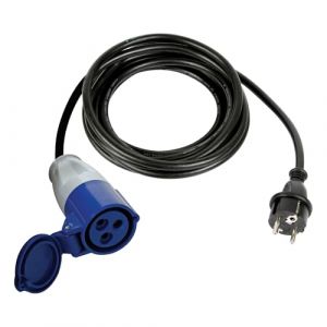 Perel C&acirc;ble Adaptateur, H07RN-F 3G2.5, 3 m, 16 A/230 V, 3680 W, Type E/F vers CEE, Usage int&eacute;rieur et ext&eacute;rieur, Caoutchouc, Bleu (AG Electronique, neuf)