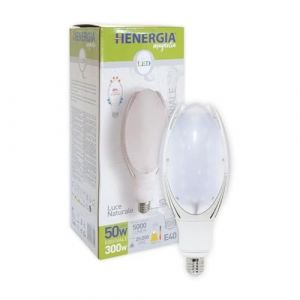 KOMBO HENERGIA - Magnolia Ampoule LED Industrielle 50W (&Eacute;quivalent 300W) Lumi&egrave;re Naturelle 4000K, Douille E27, 5000 Lumens, IP20, 25.000 Heures &ndash; &Eacute;conomie d&rsquo;&Eacute;nergie, Haute Luminosit&eacute; (E-SERVIZI, neuf)