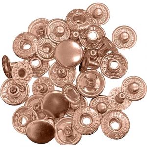 Trimming Shop Lot de 10 boutons pression &agrave; ressort en m&eacute;tal, 15 mm, 4 parties, durables et l&eacute;gers, boutons pression pour vestes, maroquinerie, loisirs cr&eacute;atifs en cuir, couture, rose dor&eacute;, 10 pi&egrave;ces (Trimming Shop, neuf)