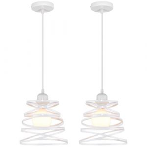 iDEGU Lot de 2 Suspensions Luminaires Moderne Créatif Lustre Plafonnier de Design à Spirale en Cascade Vintage Métal E27 Lampe Suspension pour Chambre Salon, 20cm (Blanc) (IDEGU, neuf)