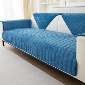 Housses de canapé en flanelle lavables - Nouvelles housses de coussin de canapé, Housse de canapé antidérapante 1 2 3 places pour canapé sectionnel, Housses de canapé en forme de L (Bleu, 90x160cm) (HTDirect Store, neuf)