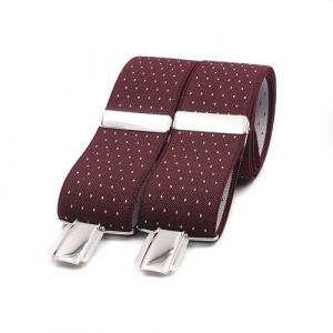 El mono con pajarita Bretelle homme Bordeaux pois blanc Fabriqu&eacute;es &agrave; la main en Espagne | Bretelles homme pour pantalon | 3 pinces extra-fortes (Bordeaux) (El Mono con Pajarita, neuf)