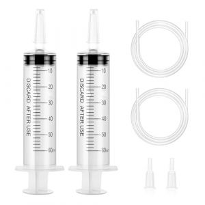 Seringue Plastique, 2pcs 60ml Grande Seringue, Seringue avec Tuyau, Grosse Seringues, Seringue Liquide de Mesure pour Science Laboratoire- Usage Industriel (JSSY, neuf)