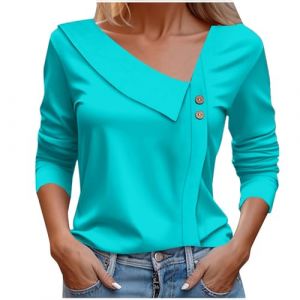 Chemisier Blanc Soldes Tee Shirts Noel Soldes VêTements Travail Femme Veste De Cuisine Professionnel Tunique Gothique Chemise Peinture Enfant 10 Ans Blouse Velours Longue Col V Motif T Dos Nu (CHOHJIA, neuf)