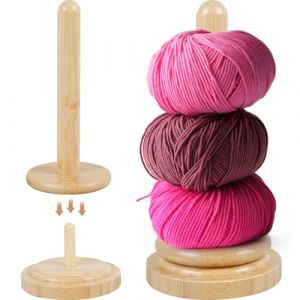 Guyode Bobinoir à Laine en Bois, Enrouleur Pelote de Laine Amovible Support, Tricot Porte Bobine, Accessoires Crochet, Support Rotatif Porte Fil, Cadeau au Crochet pour les Amateurs de Tricot (Wholeston OÜ, neuf)