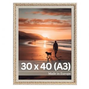 Victor Cadre Photo Rubens en 30x40 cm (A3) Or Beige - Bar: 30x20mm - Verre Véritable - Châssis pour l'image Baroque - Antique - Vintage 30x40 - A3 Ancien Doré (Victor_Store, neuf)
