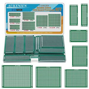 AUKENIEN 7 Valeurs 40pcs PCB Plaque de Prototypage Circuit Imprimé Prototype Board 2x8 3x7 4x6 5x7 6x8 7x9 8x12 Carte de à Double Face Kit 7 Tailles Compatible avec Arduino Kits pour DIY Soudure (AUKENIEN Official EU, neuf)