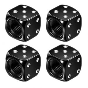 EORPAVU Capuchon de valve auto, Bouchons de valve de pneu robustes de style cube, 4 pi&egrave;ces, bouchons de valve en m&eacute;tal pour voitures camions motos v&eacute;los (noir) (HE CHANGYUAN, neuf)