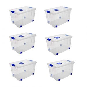 Acan Tradineur Lot de 6 bo&icirc;tes de rangement en plastique pour jouets, livres, v&ecirc;tements, couvertures, n&deg; 4, 34,5 x 58,5 x 39,5 cm, 55 l (TRADINEUR, neuf)