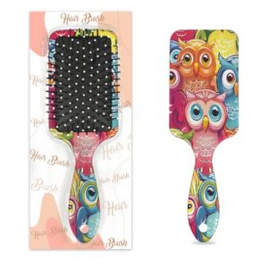 Mexpekil Brosse &agrave; cheveux de massage pour homme et femme - Brosse d&eacute;m&ecirc;lante pour cheveux humides ou secs - Peignes &agrave; coussin d'air doux (hibou mignon color&eacute;) (HSYOYO, neuf)