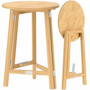Casaria&reg; Mange Debout Table Haute - Table Cuisine Ronde Pliable en Bois Massif Sapin, 3 Pieds, Plateau &Oslash;78cm x H111cm, Int&eacute;rieur/Ext&eacute;rieur, Design Moderne, Robuste et &Eacute;l&eacute;gante, Charge Max 80kg (DEUBA-FR, neuf)