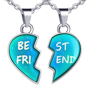 MicVivien BFF Collier d'Amiti&eacute; pour 2 Filles, Meilleurs Amis Coeur Pendentif Cha&icirc;ne Colliers avec changements de Couleur &agrave; diff&eacute;rentes temp&eacute;ratures, Amiti&eacute; Bijoux Cadeaux pour Les Filles Amis S&oelig;urs (MicVivien, neuf)