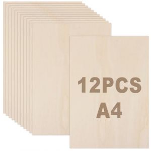 JMIATRY Lot de 12 Contreplaqué 3mm, Planche Bois 300x210mm, Panneau de Contreplaqué pour Pyrogravure Bricolage Artisanate en Bois Modèles et Peintures (JMIATRY, neuf)