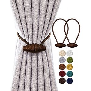 TECVINCI Embrasses de Rideau Magn&eacute;tiques avec Aimant Plus Grand de Mise &agrave; Niveau, Paquet de 2 Retenues de Draperie de 40 cm pour Rideau Int&eacute;rieur et Ext&eacute;rieur - Caf&eacute; Noir (DewStar, neuf)