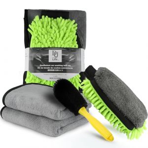 DU Life Kit Nettoyage Voiture 4 PCS, Dont 2 Serviette De Lavage De Voiture, Brosse Nettoyage Jantes, Gant de Lavage en Microfibre Chiffon Kit d'entretien, Nettoyage Ménager Et Lavage De Voiture (Ean-BC, neuf)
