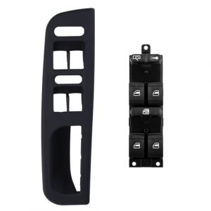 YAOPEI Bouton Leve Vitre + Cache Rev&ecirc;tement Noir pour Golf 4 Passat Jetta Bora SEAT Leon Toledo 1J4959857D 3B1867171E Avant Gauche C&ocirc;t&eacute; Conducteur (HONORY, neuf)