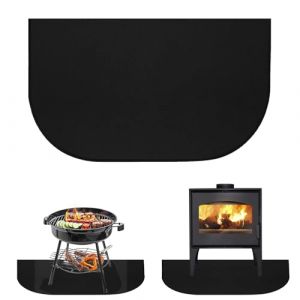 Tapis de cheminée ignifuge 100x60cm - Protection anti-étincelle Tapis ignifuge pour cheminée et poêle à bois Tapis de protection de sol contre les étincelles Noir (suurtuurkeer OU, neuf)