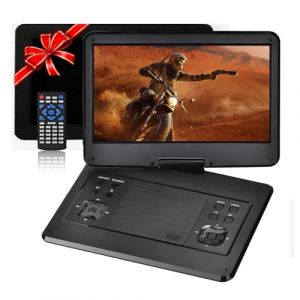 Lecteur DVD portable 16" avec &eacute;cran pivotant de 14,1", batterie de 6 heures, support d'appui-t&ecirc;te de voiture, prend en charge tous les disques/carte SD/USB/synchronisation TV, noir (xikiEU, neuf)