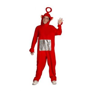 Partychimp Costume de personnage TV pour adultes, combinaison onesie en peluche, d&eacute;guisement amusant pour carnaval et jeux de r&ocirc;le, combinaison pyjama &agrave; capuche unisexe (Rouge, XL) (Partychimp, neuf)