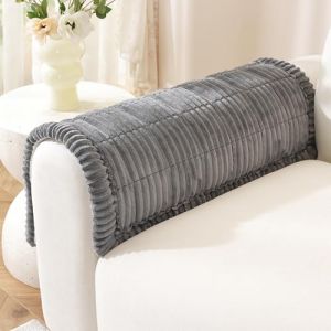 TANTEC Housse d'accoudoir,Housse Canap&eacute; 3 Places avec Accoudoirs,Couverture Canap&eacute; d'angle en L Antid&eacute;rapant en Velours Lavable pour Chien Chat Enfant,Gris Fonc&eacute; 50x60 cm (2 Pi&egrave;ces) (Dingxiang EU, neuf)