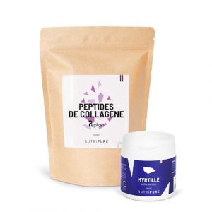 NUTRIPURE • Pack Peptides de Collagène Peptan + Arôme Myrtille • Sans Edulcorants • Complément Alimentaire Sport • Collagène, Acides Aminés • Sachet de 310g • 15 à 30 portions • Made in France (NUTRIPURE, neuf)