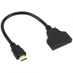 Plimbin Splitter HDMI, 1080P Répartiteur HDMI 1 Entree 2 Sorties Commutateur, Doubleur Multiprise 2 Sorties, Mâle vers Double Femelle pour HDTV HD LED LCD Moniteur Projecteurs (HongHuaYiNuo, neuf)
