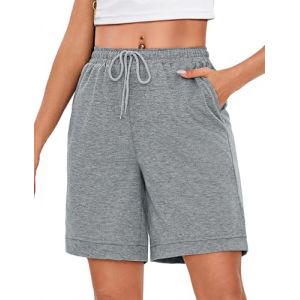 Uniexcosm Pantalon Court pour Coton Femme Short D'Été pour Femme Short avec Poches Pantalon Short Femme Gris Clair XL (JingLong-EU, neuf)