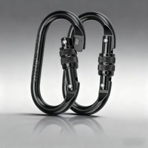 SHENGYIG Mousqueton Escalade, 2 Pièces en Acier Allié Porte Clé, 25KN （2500KG） Mousqueton Tactique, à Ressort Noir pour L'alpinisme, Balançoire, l'escalade (SHENGYIG, neuf)