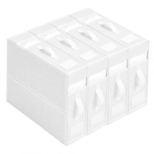 IGTOPS Organisateur de draps de lit, boîte de rangement pliante, organisateur de placard, avec 2 fenêtres, organisateur de draps et vêtements, organisateur de plafond (4 pièces, blanc) (iglood, neuf)