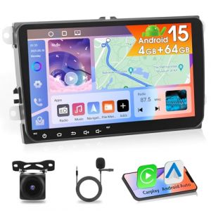 [4G+64G] Autoradio Motorsi pour VW Seat Passat Golf 5 6 Polo Skoda avec A-pple Carplay Android Auto Stereo Radio 9'' Android 15.0 Radio avec GPS/WiFi/Bluetooth 5.0/EQ/FM/RDS, Cam&eacute;ra de Recul AHD Micro (podofo Shop, neuf)