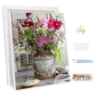 MEIYUDA Peinture par Numero Adulte avec Cadre, Vivre &agrave; la campagne Kit de Peinture &agrave; l'Huile sur Toile par Num&eacute;ro, D&eacute;butants Peinture Acrylique Pigment&eacute;e, Decoration Maison Cadeau 30x40cm (JINBEIKANG, neuf)