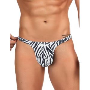 ohyeahlady Mini String Ficelle Homme Chic Grande Taille Tanga Slip Chic Mini Slip Taille Basse Maillot De Bain Borat Mankini sous Vetement Lingerie Tenu Homme Thong G-String Underwear Zébré,S (ohyeahlady, neuf)