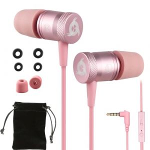 KLIM Fusion Ecouteurs Haute Qualité Audio - Durables + Garantis 5 Ans - Innovant - Ecouteur Intra-auriculaire avec Mousse à Mémoire de Forme et Microphone - Prise Jack 3,5mm - Nouvelle Version - Rose (KLIM Technologies France, neuf)