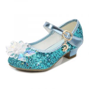 Eleasica Fille Chaussures de Princesse Reine des Neiges Elsa Chaussures pour Déguisement Cendrillon Talon Haut Cristal Fleur Paillettes Noël Carnaval Soirée Mariage Cocktail,Bleu,31 (Eleasica, neuf)