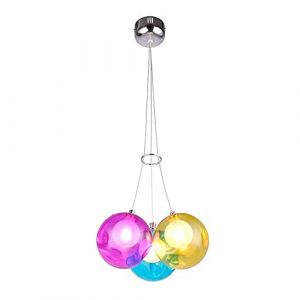 Lampe à Suspension sphérique en Verre de Couleur, Suspension Luminaire en Verre Moderne basée sur des Ampoules G4, Coloré Boule Verre Lustre Pendentif Lampe pour Chambre Salon Couloir Restaurant Café (GaoHX Home Shop, neuf)