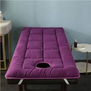 Highdi Matelas de Lit de Beauté avec Trou pour Le Visage, Pliable Doux Conforts Matelas Salon de Beauté à Tête Carrée pour Spa, Table de Massage, Lit de Massage (80x190cm,Violet) (Highdi, neuf)