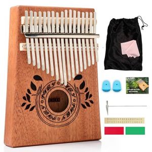 UNOKKI Piano à pouce Kalimba 17 touches avec instruction d'étude et marteau d'accordage, piano à doigt en bois portable Mbira Sanza Acacia KOA pour enfants adultes débutants. (Marble Genius, neuf)